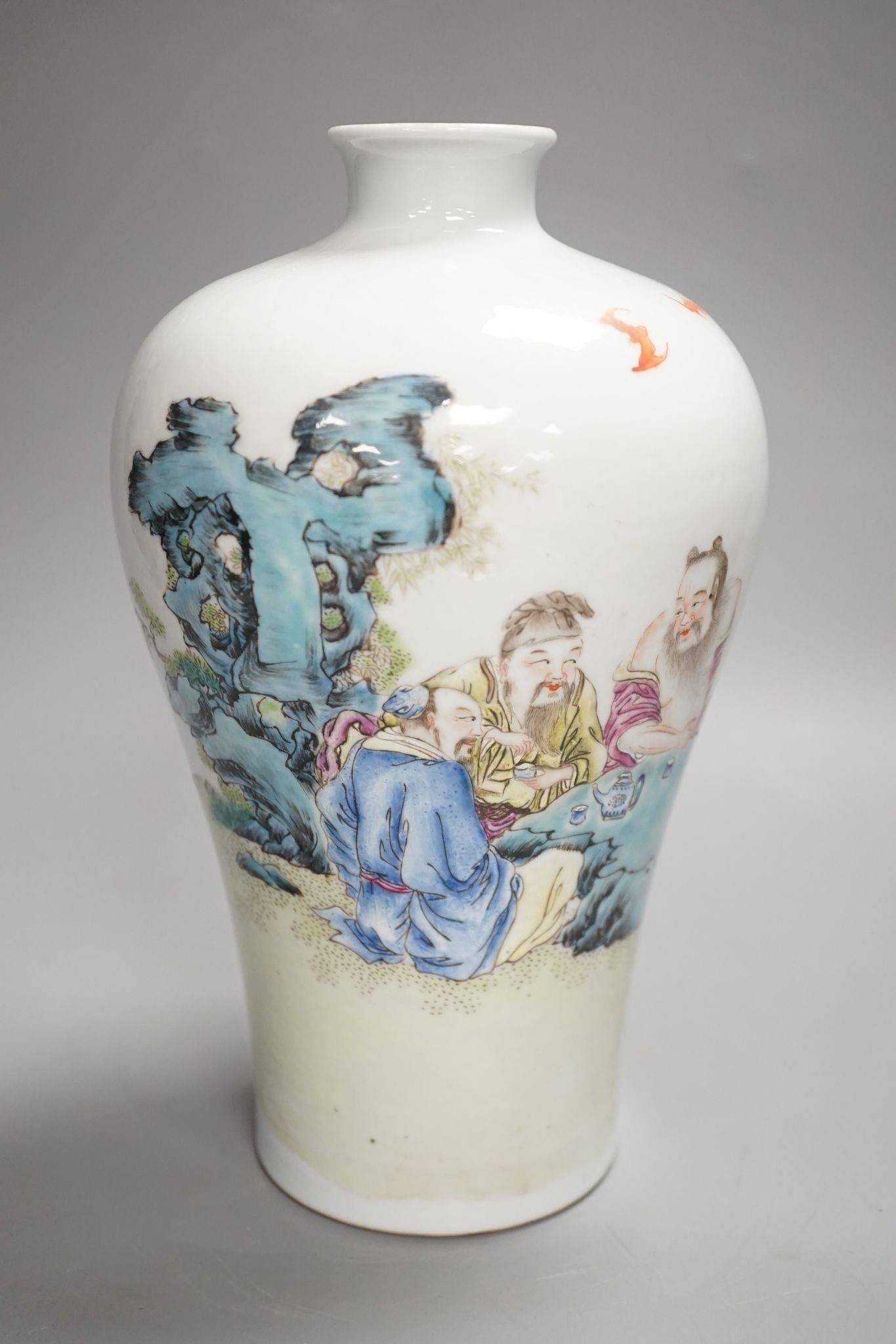 A Chinese famille rose 'immortals' meiping, vase., 23 cms high.